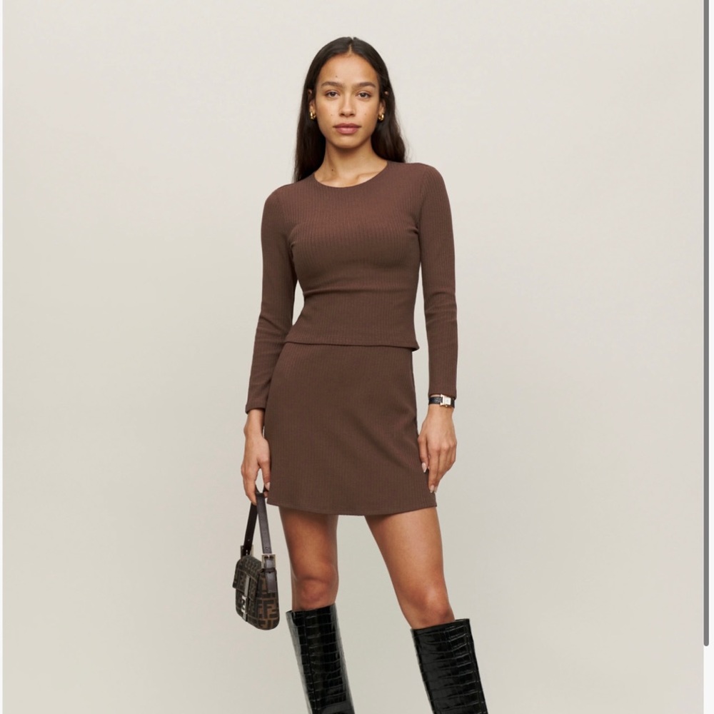 Reformation Corynn Two Piece Shirt and Skirt Set